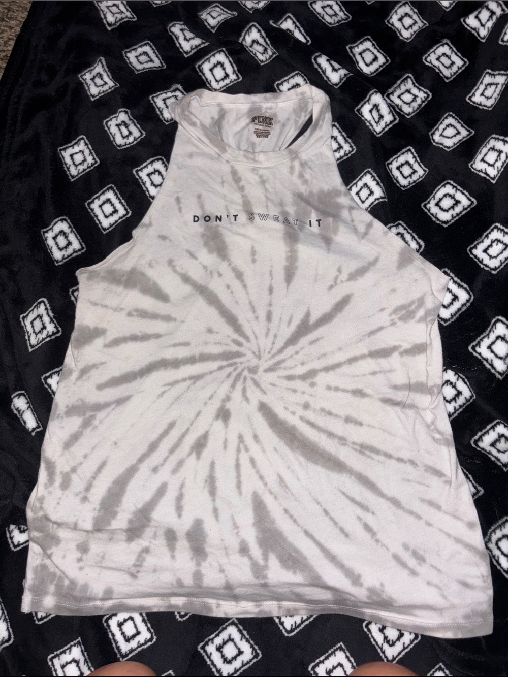 PINK Victoria's Secret White and Black Graphic Tank